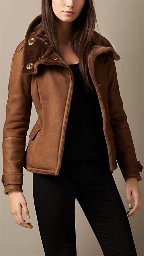 burberry merino shearling funnel neck jacket|Burberry coats for women.